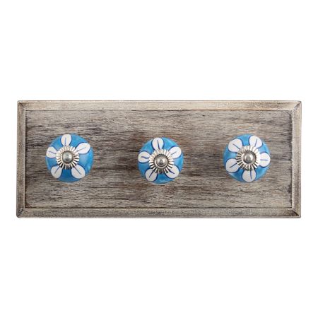 Mexican Heather Flower Ceramic Wooden Hooks